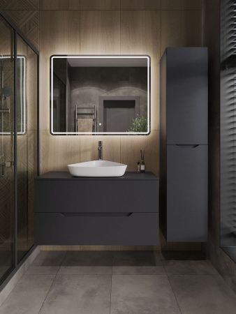 Тумба с раковиной Orange Line Li-100TugMDF+B07-500W 100х50 цвет серый