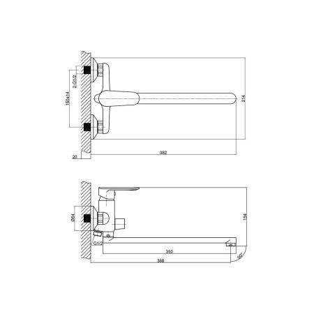 Смеситель для ванны Rossinka RS32 RS32-32 настенный хром