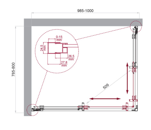 Душевой уголок BelBagno LUCE LUCE-AH-2-100/80-P-Cr 100х80 стекло рифленое профиль хром глянцевый без поддона - фото 2