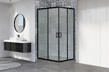 Душевой уголок Royal Bath HPD RB11590HPD-C-BL 90х115 стекло матовое профиль черный без поддона Душевой уголок Royal Bath HPD RB11590HPD-C-BL 90х115 стекло матовое профиль черный без поддона