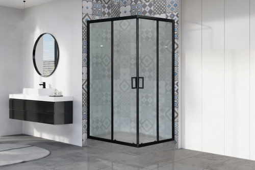 Душевой уголок Royal Bath HPD RB9512HPD-C-BL 95х120 стекло матовое профиль черный без поддона