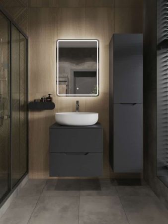 Тумба с раковиной Orange Line Li-60TugMDF+B05-520W 60х50 подвесная цвет черный