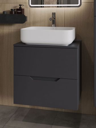 Тумба с раковиной Orange Line Li-60TugMDF+B05-500W 60х50 подвесная цвет черный
