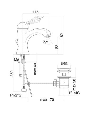 Смеситель Fiore 82CO5221 на раковину хром/золото