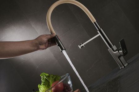 Смеситель для кухни Savol S-L1808Q-12 на столешницу графит