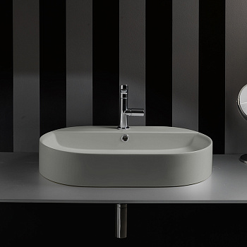 Раковина из сантехнического фарфора Kerasan Ciotola 028559*1 65х40 накладная цвет серый матовый 1 отверстие под смеситель