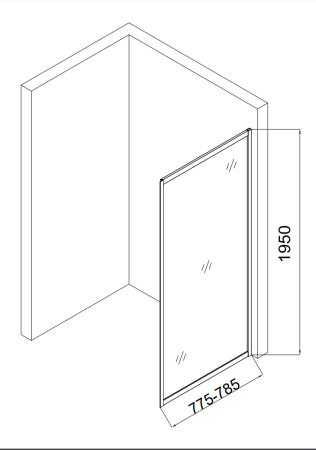 Душевая перегородка Taliente TA-08-1CP 80х195 стекло прозрачное профиль хром