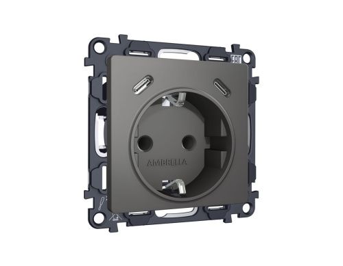 Комплект механизма электрической розетки 2USB С+C 20W с/з на винтовых зажимах 16A-250V Ambrella Volt MA MA660510 - фото 3