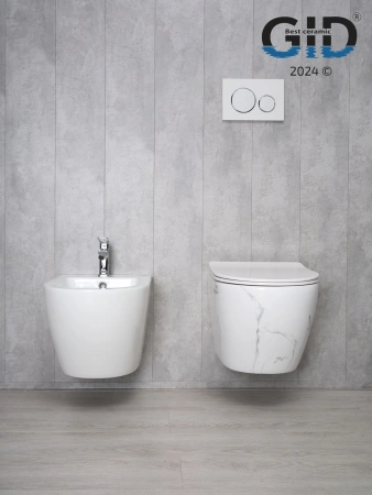 Унитаз подвесной Gid Convexo 62228Y черный с декором с сиденьем микролифт безободковый смыв торнадо