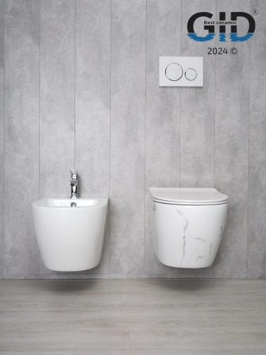 Унитаз подвесной Gid Convexo Ws2198 (СС) (62228Y) черный с декором - фото 5
