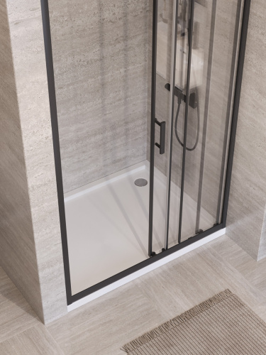 Душевая дверь BelBagno UNO-195 UNO-195-BF-3-120-C-NERO 120х195 стекло прозрачное профиль черный - фото 3