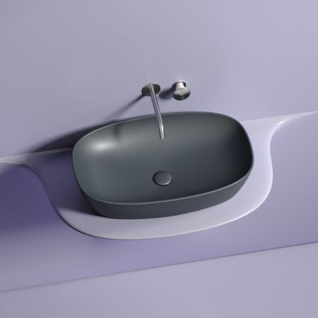 Раковина из сантехнического фарфора Ceramica Nova ELEMENT CN6049MDH 60х40 накладная цвет черный без отверстий под смеситель