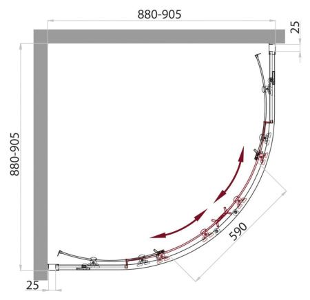 Душевой уголок BelBagno SELA SELA-R-2-90-P-Cr 90х90 стекло рифленое профиль хром без поддона