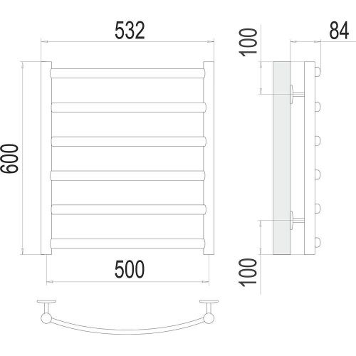 Полотенцесушитель водяной Terminus 4670078529985 55х60 хром - фото 3