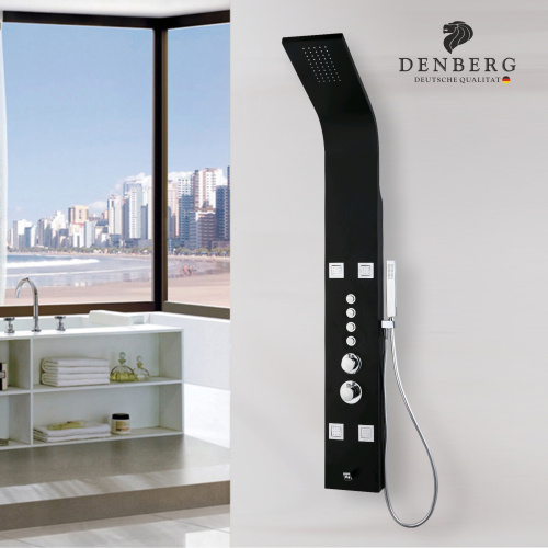 Душевая панель с термостатом (чёрная матовая) DENBERG DENBERG LT-204 прямоугольная настенная - фото 4
