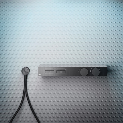 Смеситель для душа Gessi Hi-Fi 63022#707 встраиваемый в стену черный с термостатом (внешняя часть) - фото 2