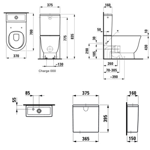 Чаша унитаза напольная Laufen New Classic 8.2485.8.000.231.1 цвет белый без сиденья и без бачка безободковая душевой смыв - фото 2