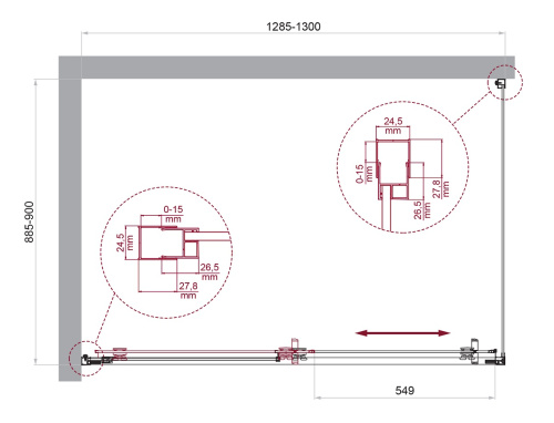 Душевой уголок BelBagno LUCE LUCE-AH-1-130/90-C-Cr 130х90 стекло прозрачное профиль хром глянцевый без поддона - фото 2