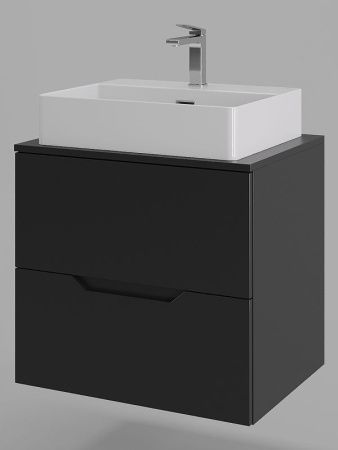 Тумба с раковиной Orange Line Li-60TubMDF+B04-500W 60х50 подвесная цвет черный