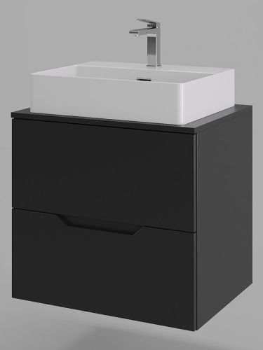 Тумба с раковиной Orange Line Li-60TubMDF+B04-500W 60х50 подвесная цвет черный - фото 2