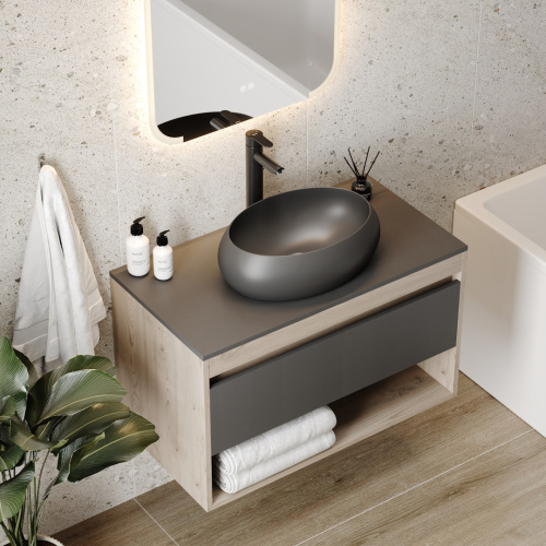 Раковина из сантехнического фарфора Teymi Laina T51302 49х34 накладная цвет черный матовый - фото 4