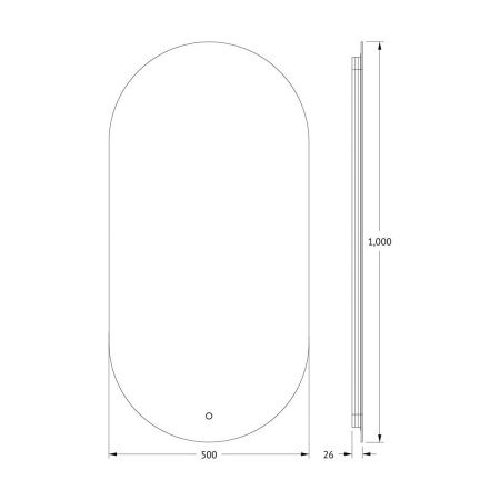 Зеркало с подсветкой Defesto OPTI DF 2904S 50х100 подвесное