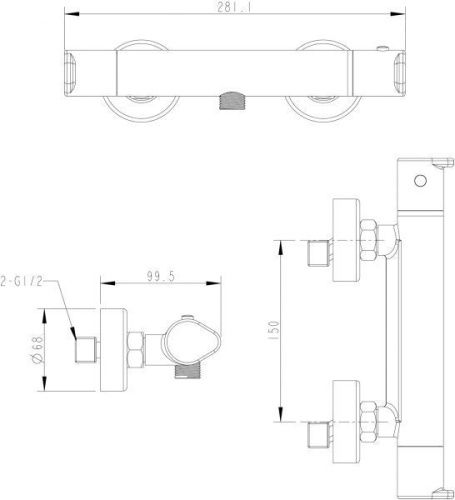 Смеситель для душа Bravat Waterfall F939114C-01A-RUS настенный хром с термостатом - фото 2