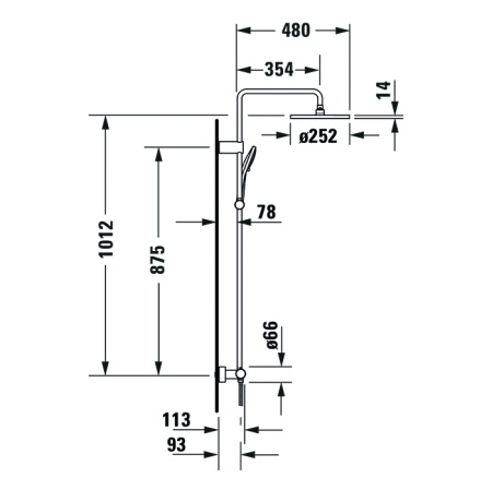 Душевая стойка Duravit Wave WA4280008C10 настенная хром