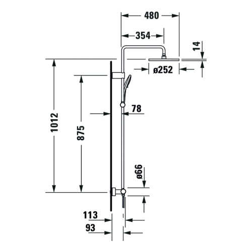 Душевая стойка Duravit Wave WA4280008C46 настенная черный матовый - фото 2