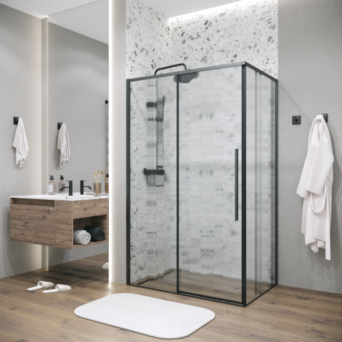 Душевой уголок Grossman Galaxy 120.K33.01.1180.21.02 110х80 стекло текстурное профиль черный матовый - фото 2