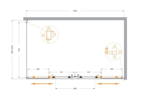 Душевой уголок Cezares MOLVENO MOLVENO-AH-2/1-170/100-C-Cr-IV 170х100 стекло прозрачное профиль хром без поддона