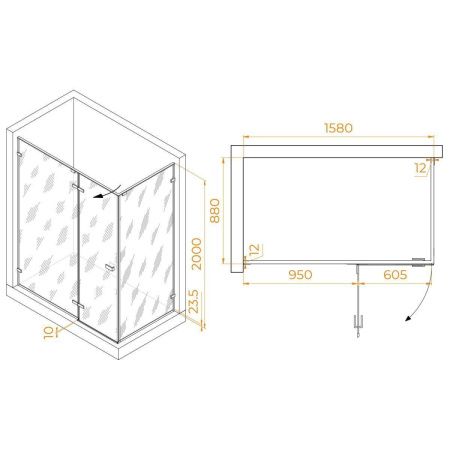 Душевой уголок RGW Stilvoll 353204069-21 160х90 стекло матовое профиль хром без поддона
