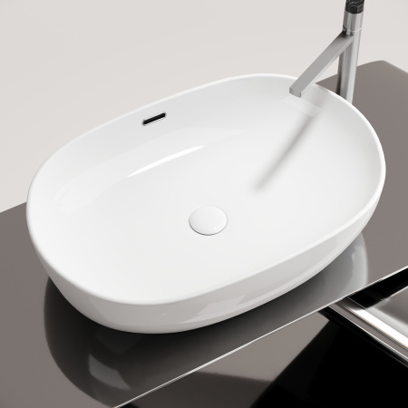 Раковина из сантехнического фарфора Ceramica Nova ELEMENT CN6064 61х42 накладная цвет белый без отверстий под смеситель