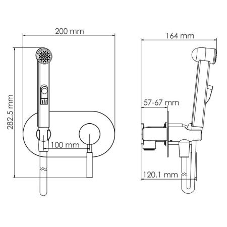 Гигиенический душ со смесителем Wasserkraft Gollach 3300 3338 черный