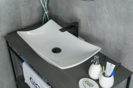 Раковина керамическая Gid Creativo 51129 60х40 накладная цвет белый 1 отверстие под смеситель