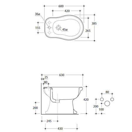 Биде Kerasan Retro 102001*3 напольное