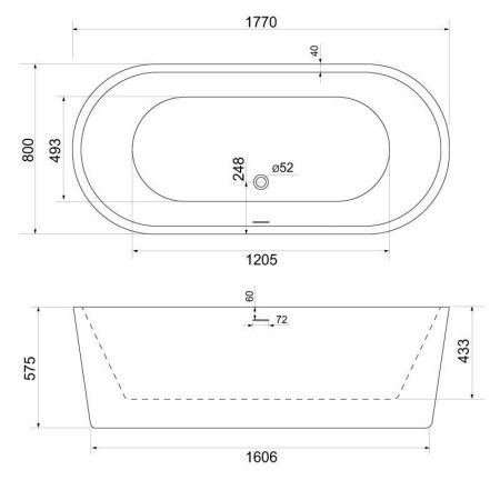 Ванна акриловая BelBagno BB109-177-80 180х80 отдельностоящая овальная с ножками