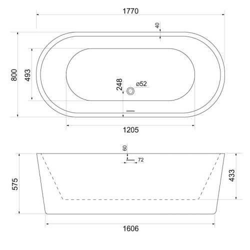Ванна акриловая BelBagno BB109-177-80 177х80 отдельностоящая полукруглая - фото 4