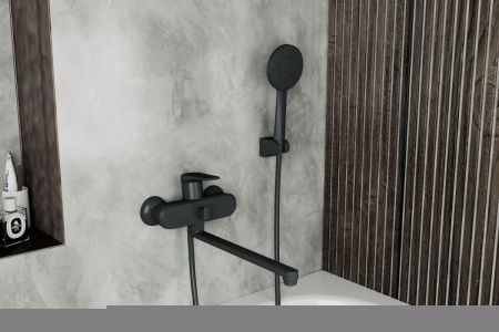 Смеситель для ванны Rush Nevis NE1735-51Black настенный черный