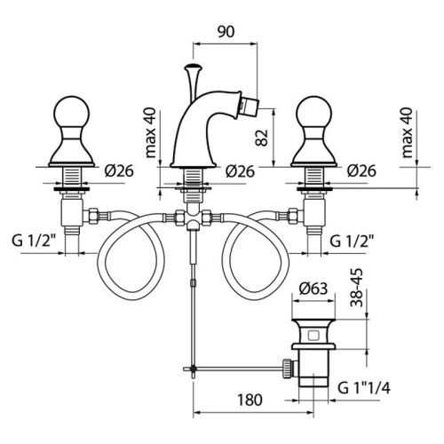 Смеситель Webert Karenina KA710202010 на биде золото - фото 3