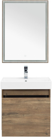 Комплект мебели: тумба с раковиной + зеркало Aquanet Nova Lite 00254215 61x46x137 напольный/подвесной цвет коричневый