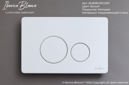 Клавиша смыва механическая Iberica Blanca INOX-O IB.B081.001.000 цвет белый - фото 2