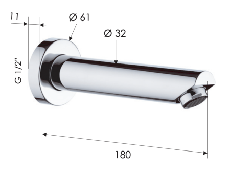 Излив Remer Minimal 91M настенный хром