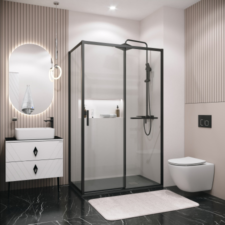 Боковая стенка Grossman Style 200.K33.05.100.21.00 100x195 стекло прозрачное профиль черный матовый