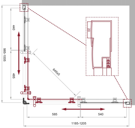 Душевой уголок BelBagno UNO-195 UNO-195-AH-2-120/100-C-NERO 120х100 стекло прозрачное профиль черный без поддона