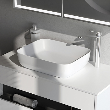 Раковина из сантехнического фарфора Am.Pm Func M8FWCC10510WG 51х40 накладная цвет белый без отверстий под смеситель