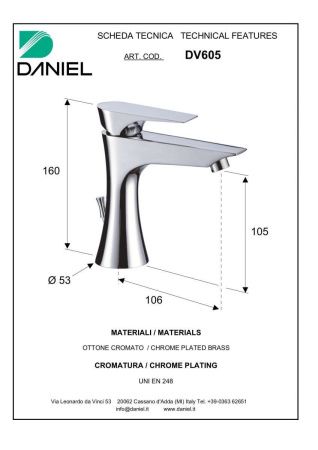 Смеситель Daniel Diva DV605-DO на раковину золото