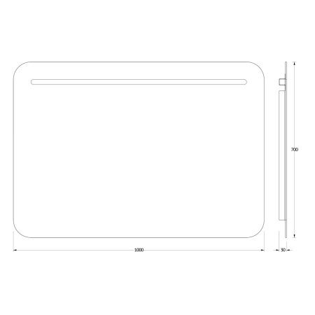 Зеркало с подсветкой Evoform Ledline BY 2147 100х70 подвесное