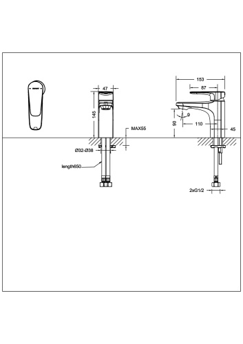 Смеситель Bravat Source F1173218BW-ENG на столешницу черный - фото 2
