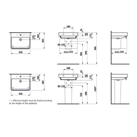 Раковина керамическая Laufen Pro 8.1096.2.000.104.1 60 см подвесная цвет белый 1 отверстие под смеситель